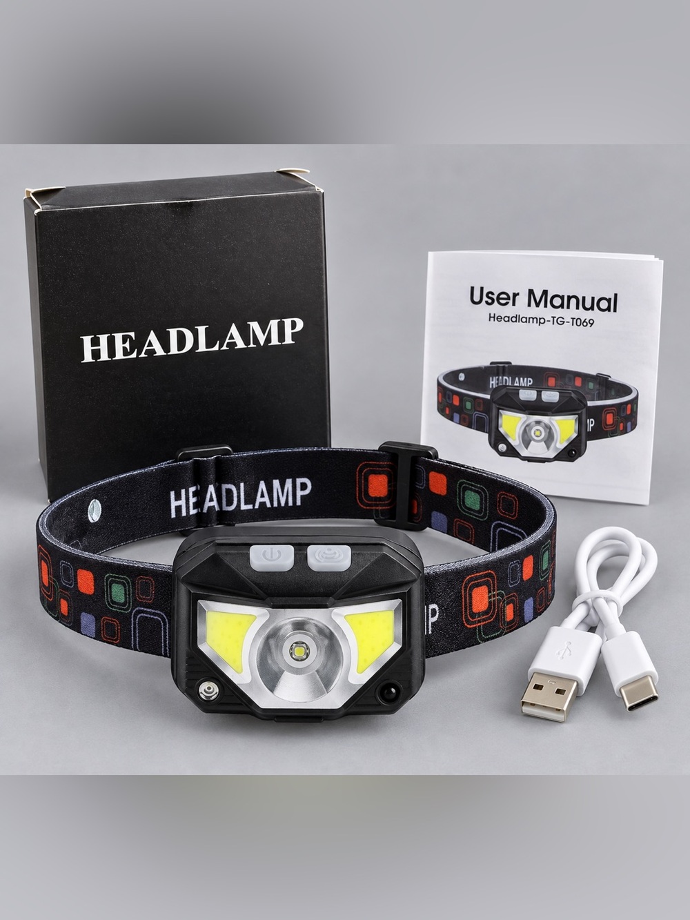 Rechargeable LED Headlamp Motion Sensor 8 Modes Camping New